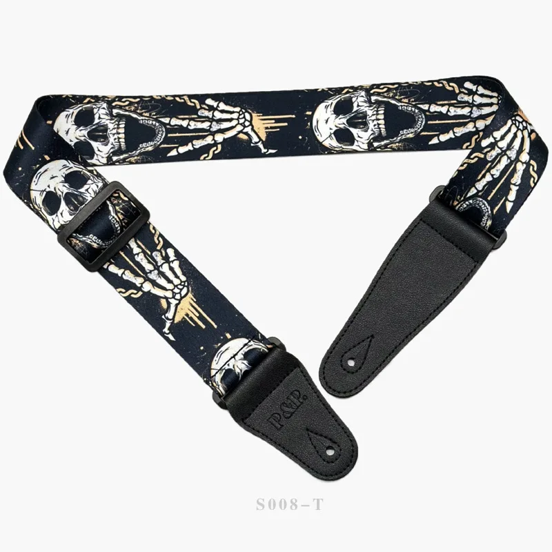 Skull Paw Pattern Guitar Strap, Electric Acoustic Folk Bass