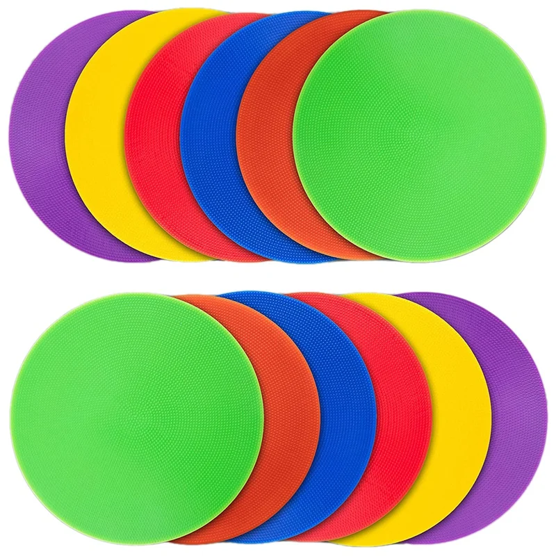 

12Pcs Colored Spot Marker Non-Slip Agility Markers Flat Cones Dots For Football Basketball Training Dance Practice