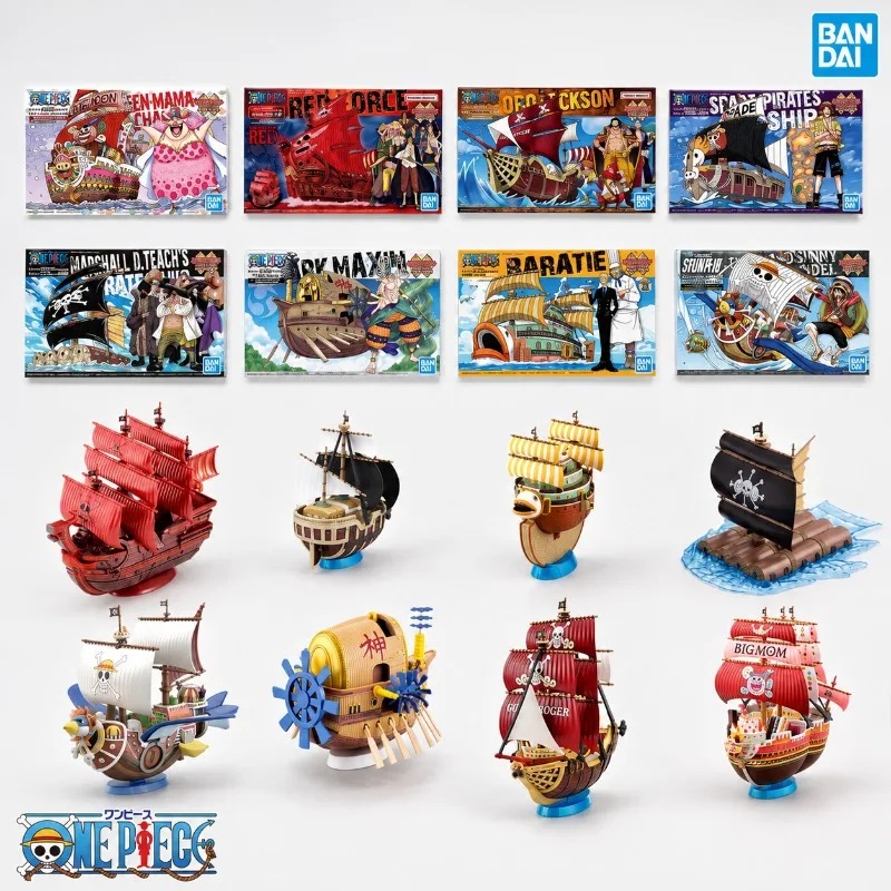 Bandai Original One Piece Grand Ship Collection Sunny Roger Shanks Anime Boat Model Kit