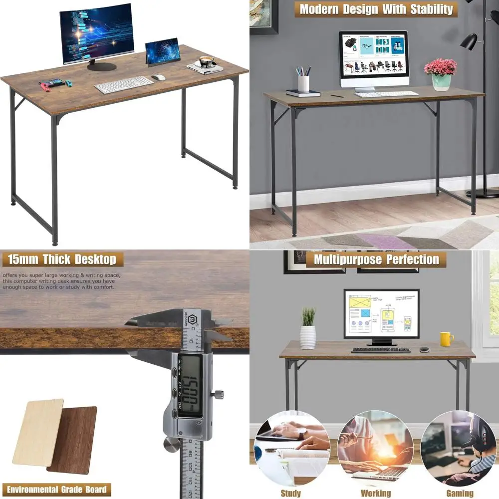 

Elegant 47W x 19D Wood and Metal Desk for Gaming, Writing, Art, and Study in Vintage Style for Small Spaces