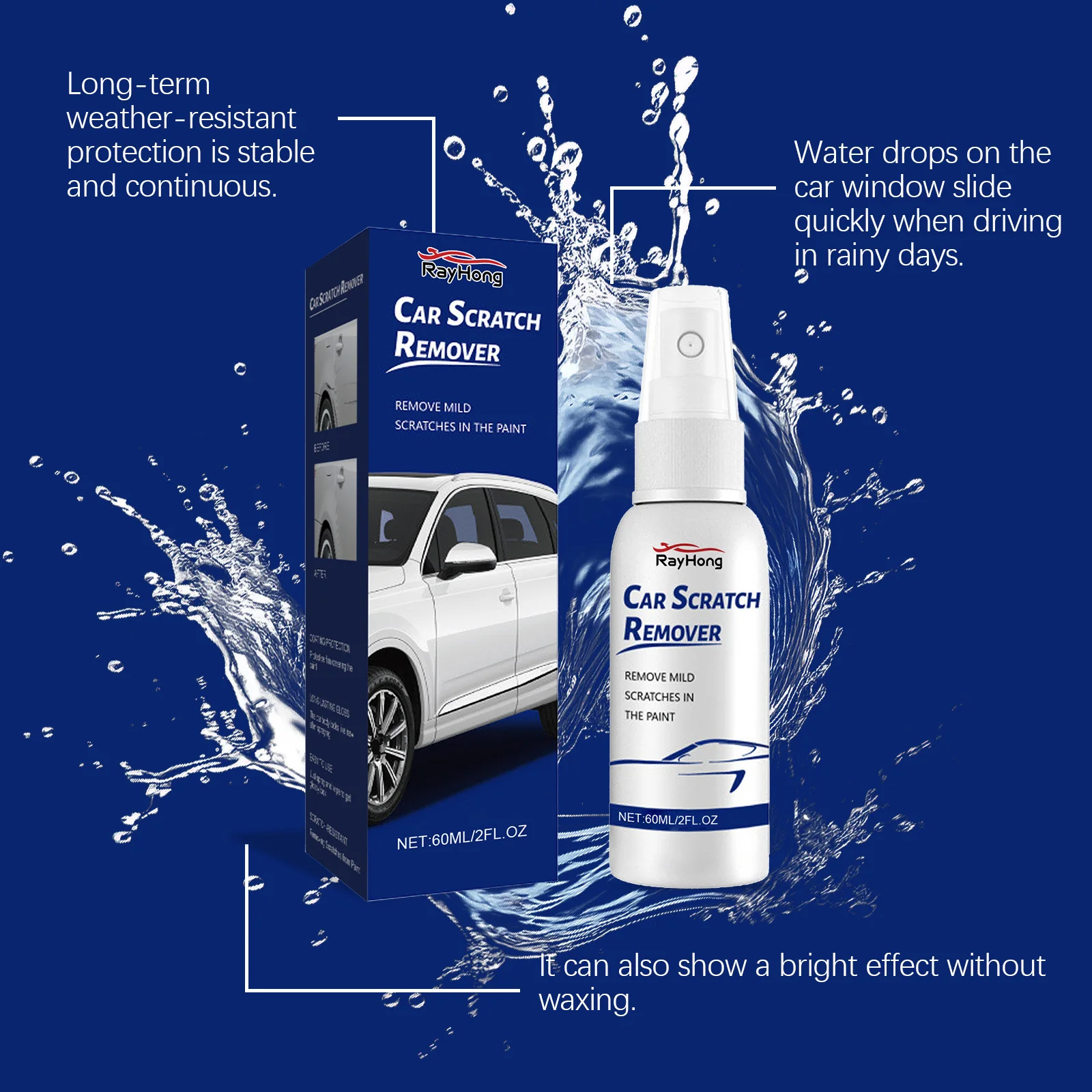Auto Kras Reparatie Spray Auto Swirl Remover Krassen Reparatie Polijsten Verf Reparatie Vloeistof Universele Auto Care Spray 60ml