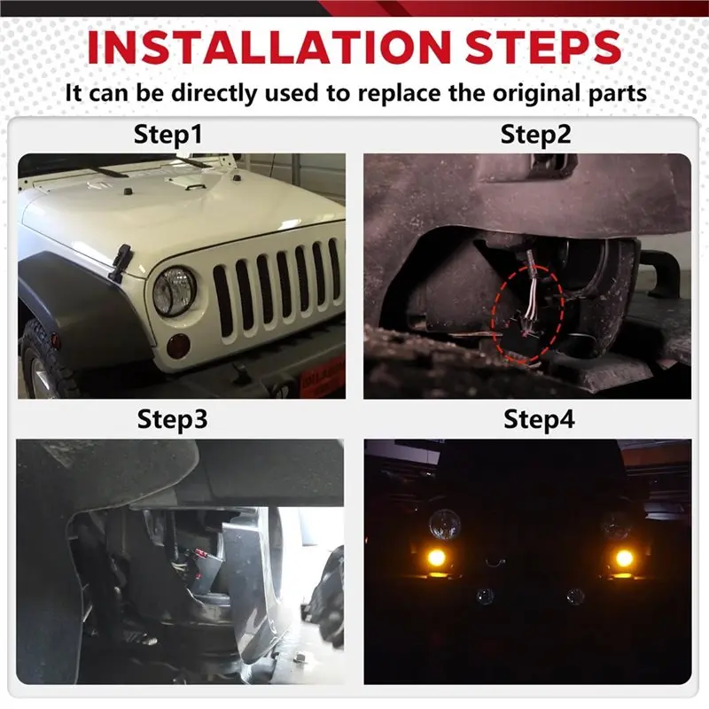 Front Turn Signal Light Socket Wiring Harness Kit Connector For Jeep Wrangler JK 2007-2017 68030098AA 68065016AB Lamp