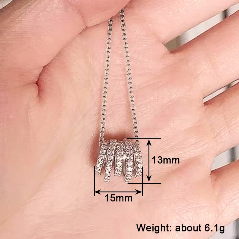 Huitan المرأة فضية اللون قلادة قلادة متعددة الدوائر تصميم موضة حفل زفاف اكسسوارات يتوهم مجوهرات يومية متعددة الاستخدامات #6