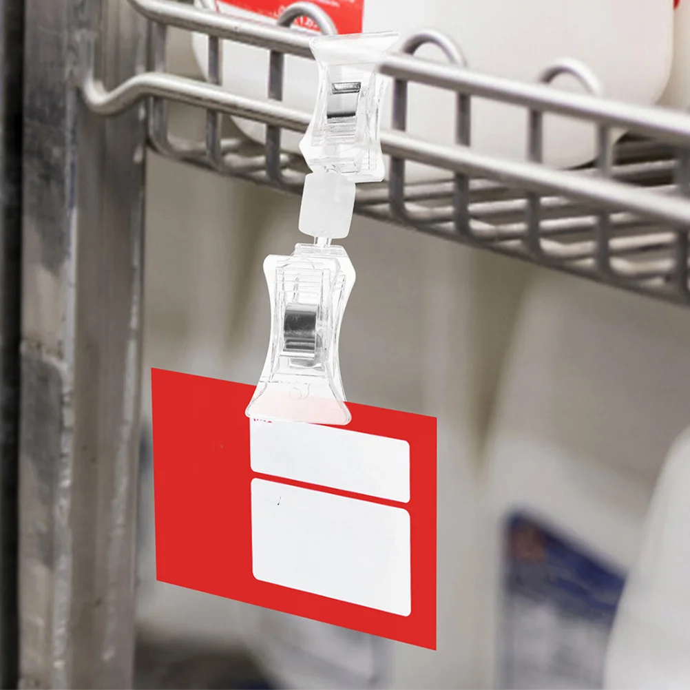 

20Pcs Rotatable Double Clip Display Plastic Clips for Price Tags Label Display Holder for Supermarket Advertising Use