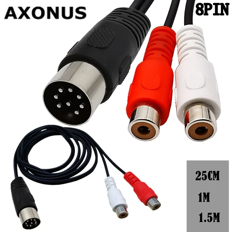 Din 8 Pin to 2RCA Cable 8Pin Din Male Plug to 2-RCA Female Audio Adapter Cable for  Musical instrument audio equipment