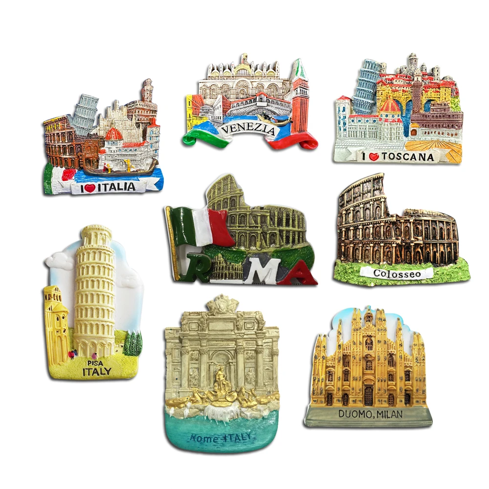 Resin 3d Fridge Magnets Italy Toscana,Leaning Tower of Pisa,Venice, Milan Cathedral Souvenirs Refrigerator Sticker Magnetic