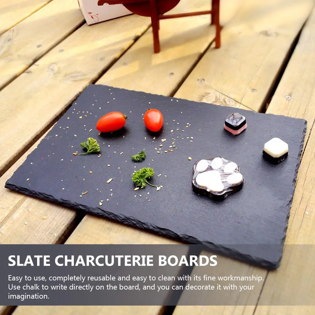 

2Pcs Classic Serving Platter Premium Stone Material Cheese Board Charcuterie Board Sushi Plate Steak Tray Elegant Daily