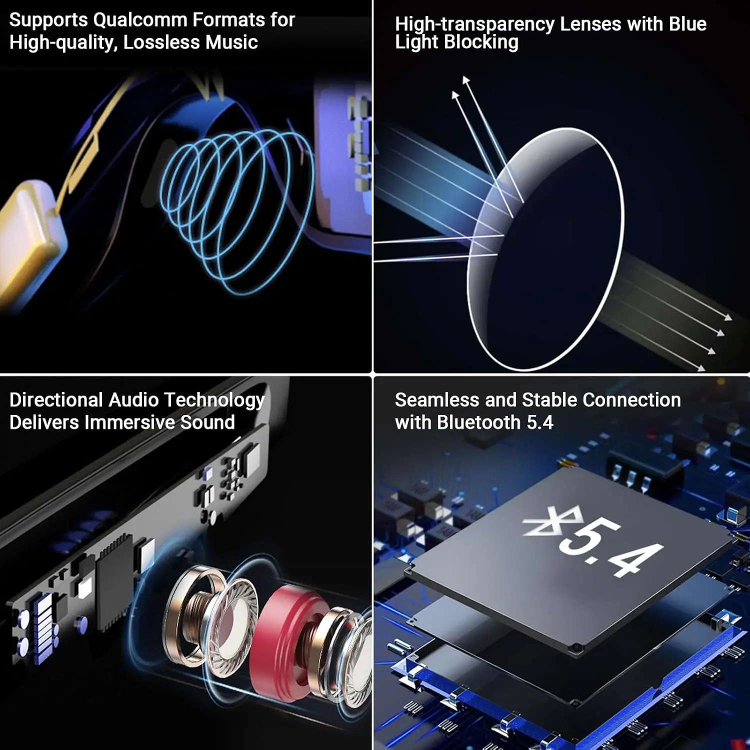 AI lunettes écouteurs avec caméra traduction vocale automatique lunettes intelligentes touches multifonctions pour Sport dispositif de traduction intelligent