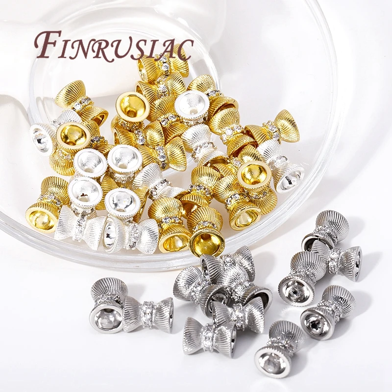 18K Gold Plated Brass with Zircon Spacer Bead For Bracelets Accessories,Separators For Beads,DIY Jewelry Making Supplies