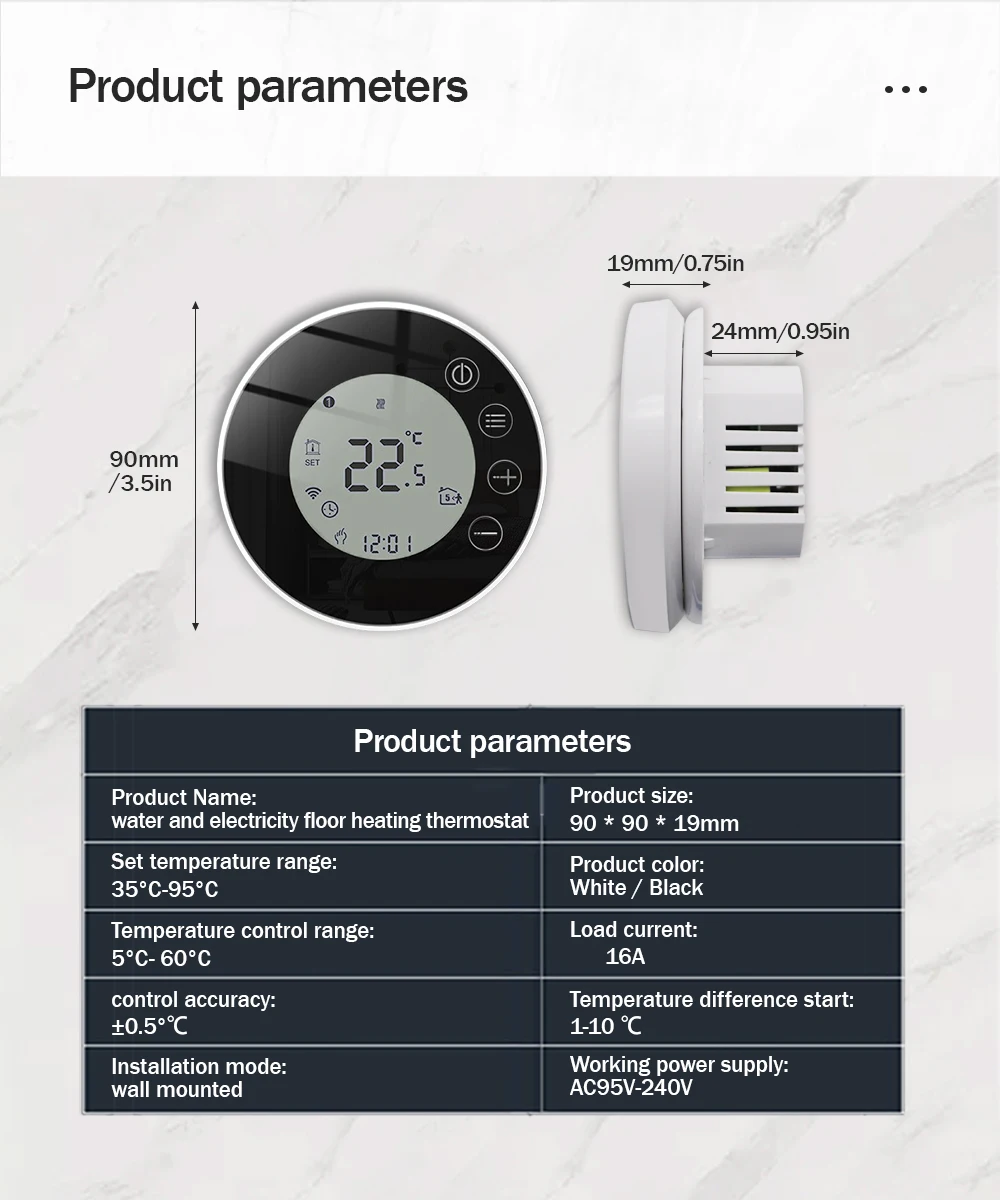 Wifi termostato inteligente controlador de temperatura piso elétrico aquecimento trv caldeira gás água controle remoto bytuya alexa casa do google