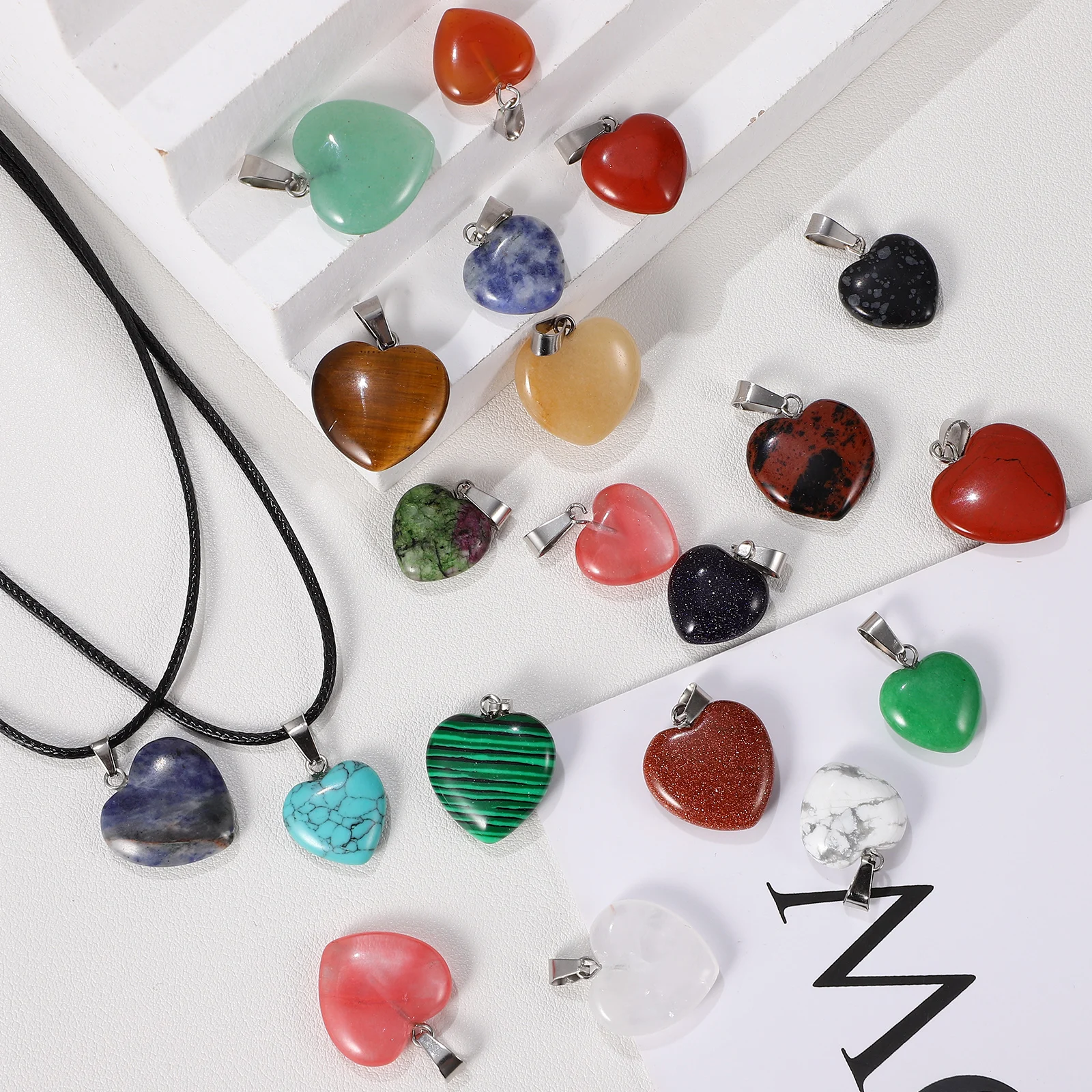 

1 set Heart Pendant Charms Diy Stone Jewelry Making Necklace Bracelet Accessories Adults Shaped Ornaments