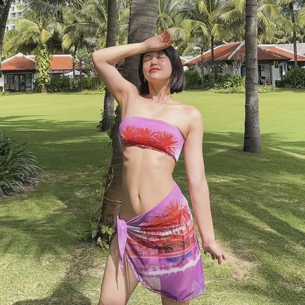 Sexy deusa pequeno peito tubo superior de três peças biquíni maiô feminino tankini conjunto marca chinesa cobertura completa