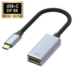 Cable USB 3,1 tipo C a Displayport 8K @ 60Hz DP 1,4, Cable trenzado 4K 144Hz HDR, puerto de pantalla C, adaptador de vídeo para MacBook Pro Air M1