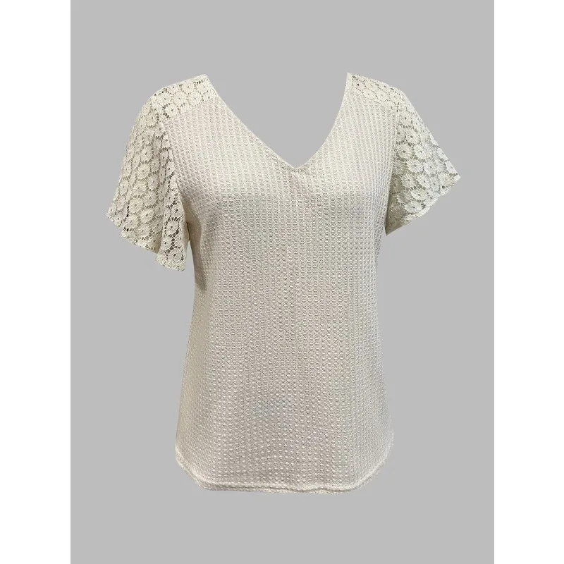 

V-neck Lace Temperament Commuter Loose Casual Knitted Sweater