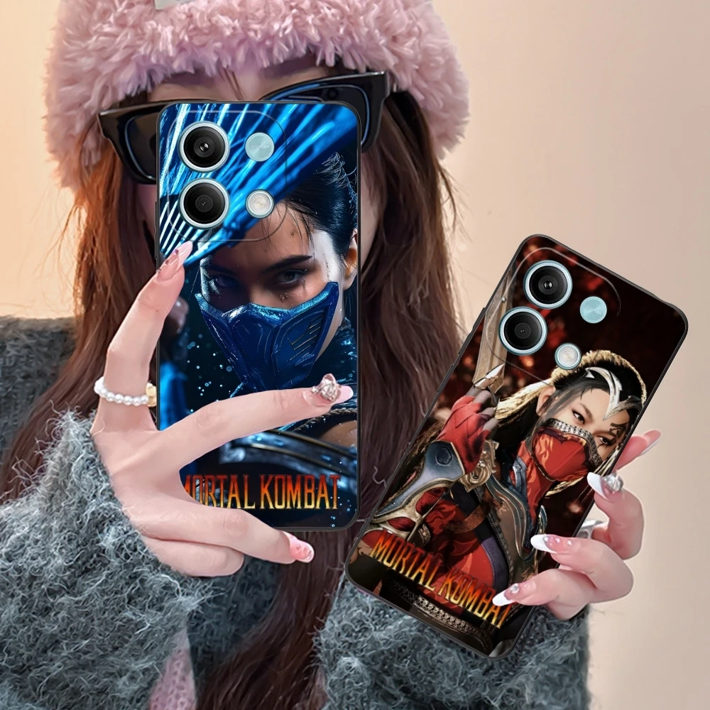 Mortal Kombat Kitana Mobile Cell Phone Case for Xiaomi Redmi 14 13 13C 12 12C 10 10C A1 A2 A3 Plus 5G Black Phone Cover Shell