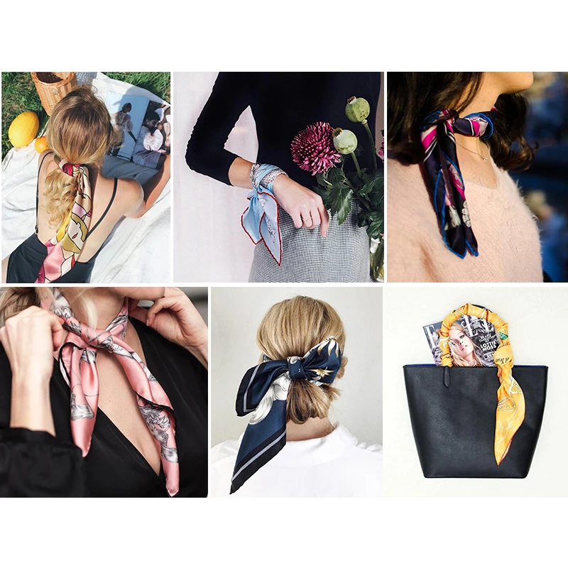 Sciarpa Di Seta Skinny Da Donna 90 Cm * 4 Cm Striscia Di Capelli - Foto 6