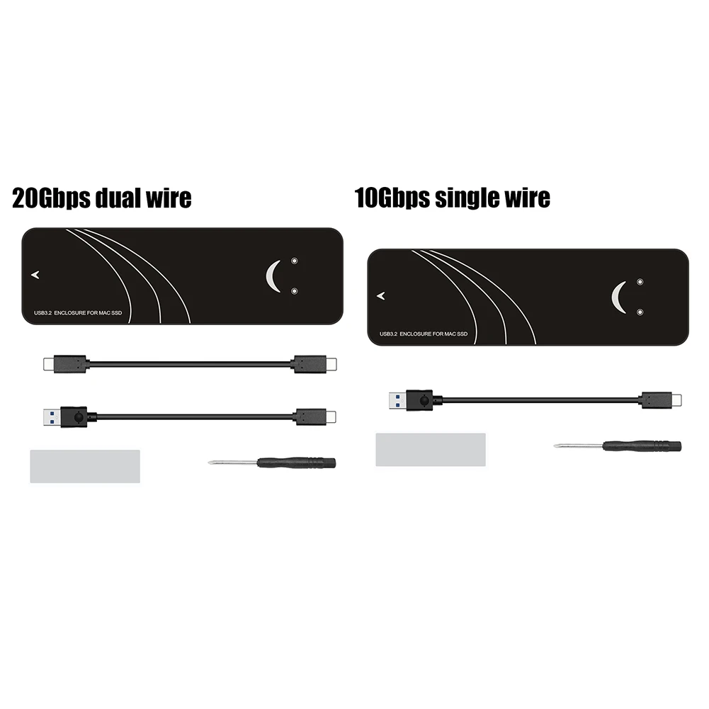 Caja USB C 3,2 Gen2 SSD 10/20Gbps PCIe SSD caja PCI-E protocolo AHCI/NVME para MacBook Air/Pro2013-2017 SSD