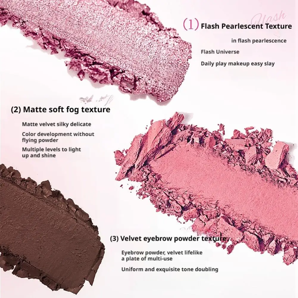 Tavolozza di ombretti Love per trucco occhi duraturo a 5 colori con lucentezza a lunga durata e fard e evidenziatore - Naturale