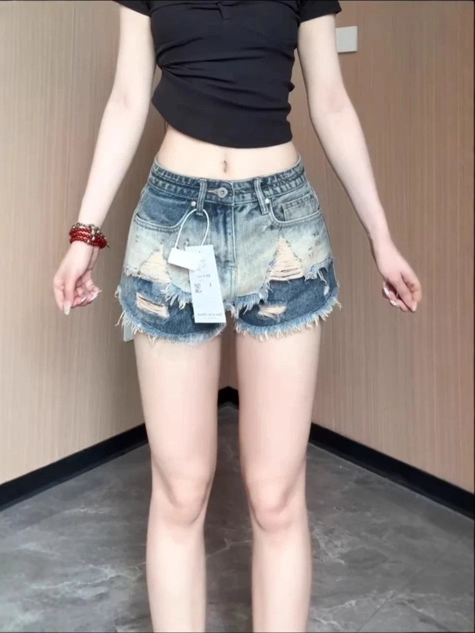 

Retro Street Style Hot Girl High Waist Straight Leg Denim Shorts Women's Summer New Loose A-Line Trendy Hot Pants