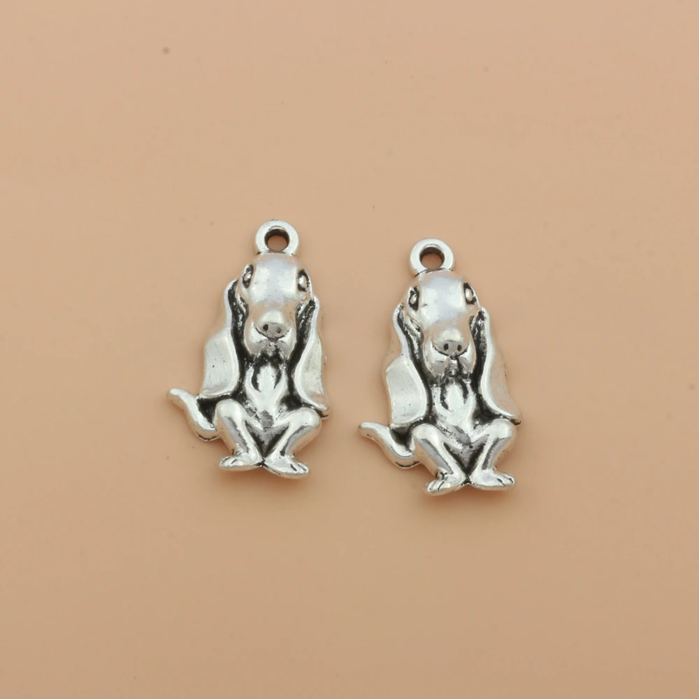 100Pcs Basset Hound Dog Animal Puppy Charm Fit For Bracelets Necklace Animals Lover A-16