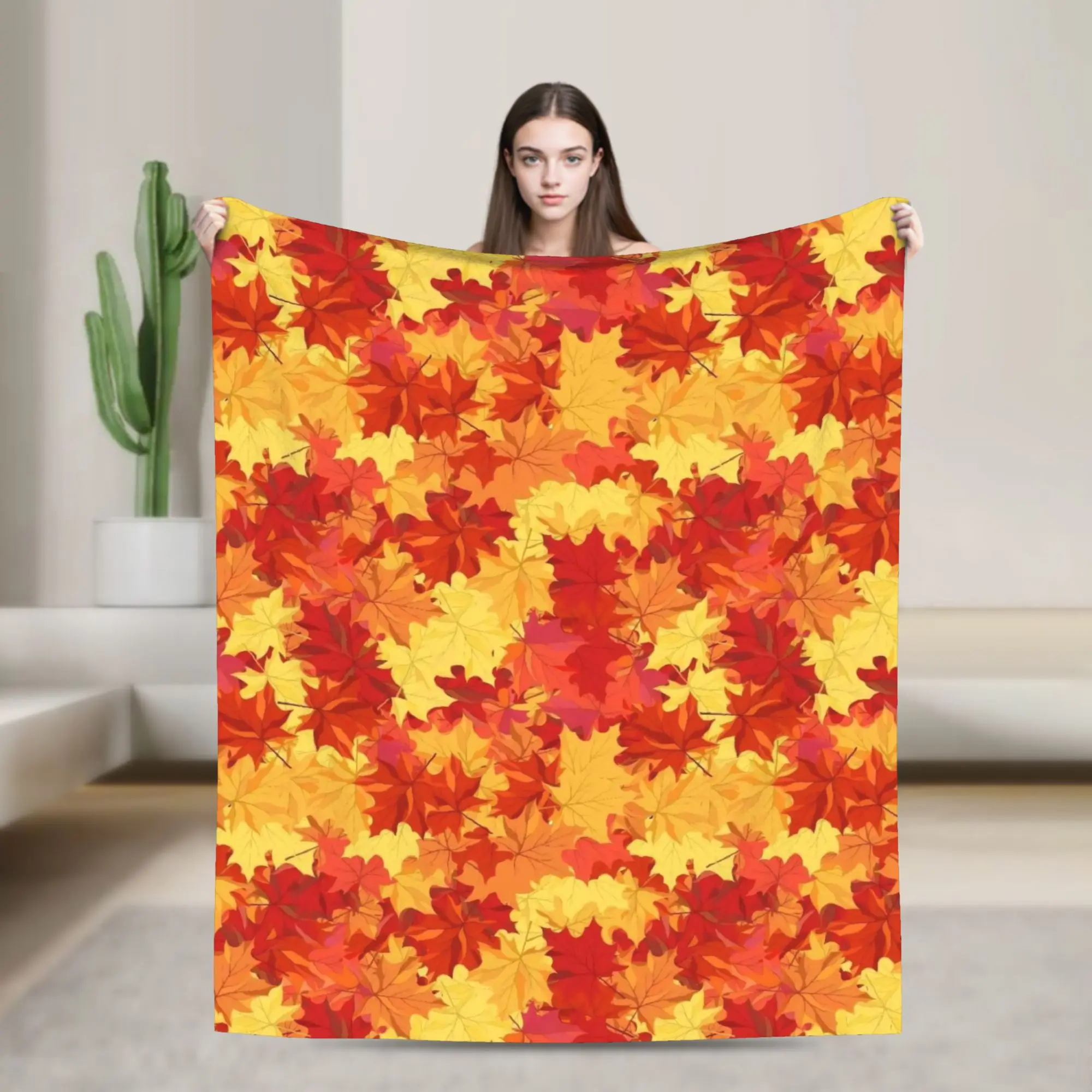 Maple Fallen Leaves Blankets Coral Fleece Plush  Super Soft Throw Blanket for Bed Bedspread