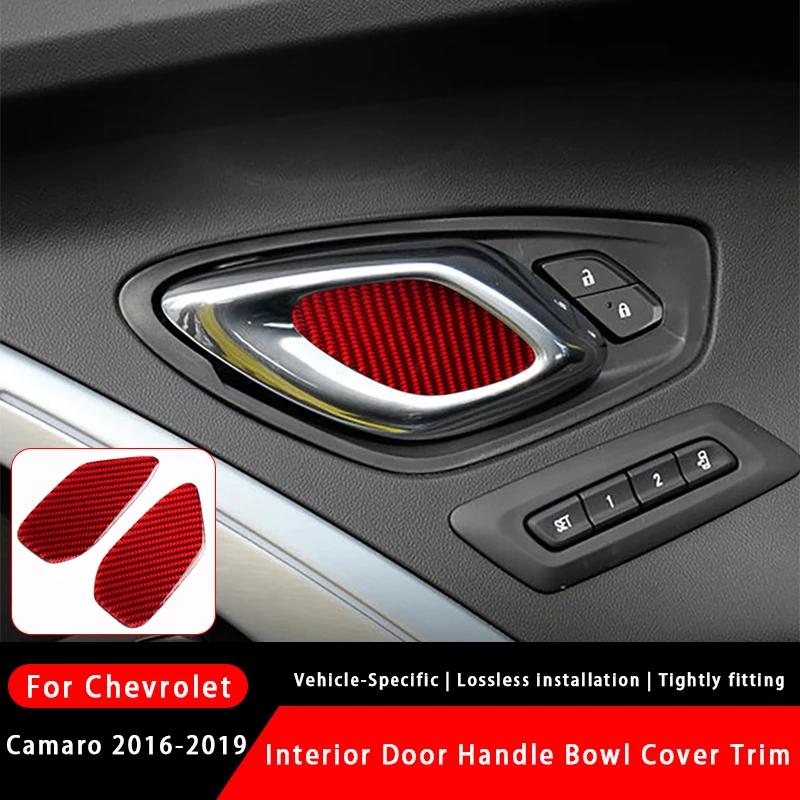 

2Pcs Car Inner Door Bowl Guard Carbon Fiber Protection Cover Stickers Interior Accessories For Chevrolet Camaro 2016-2019