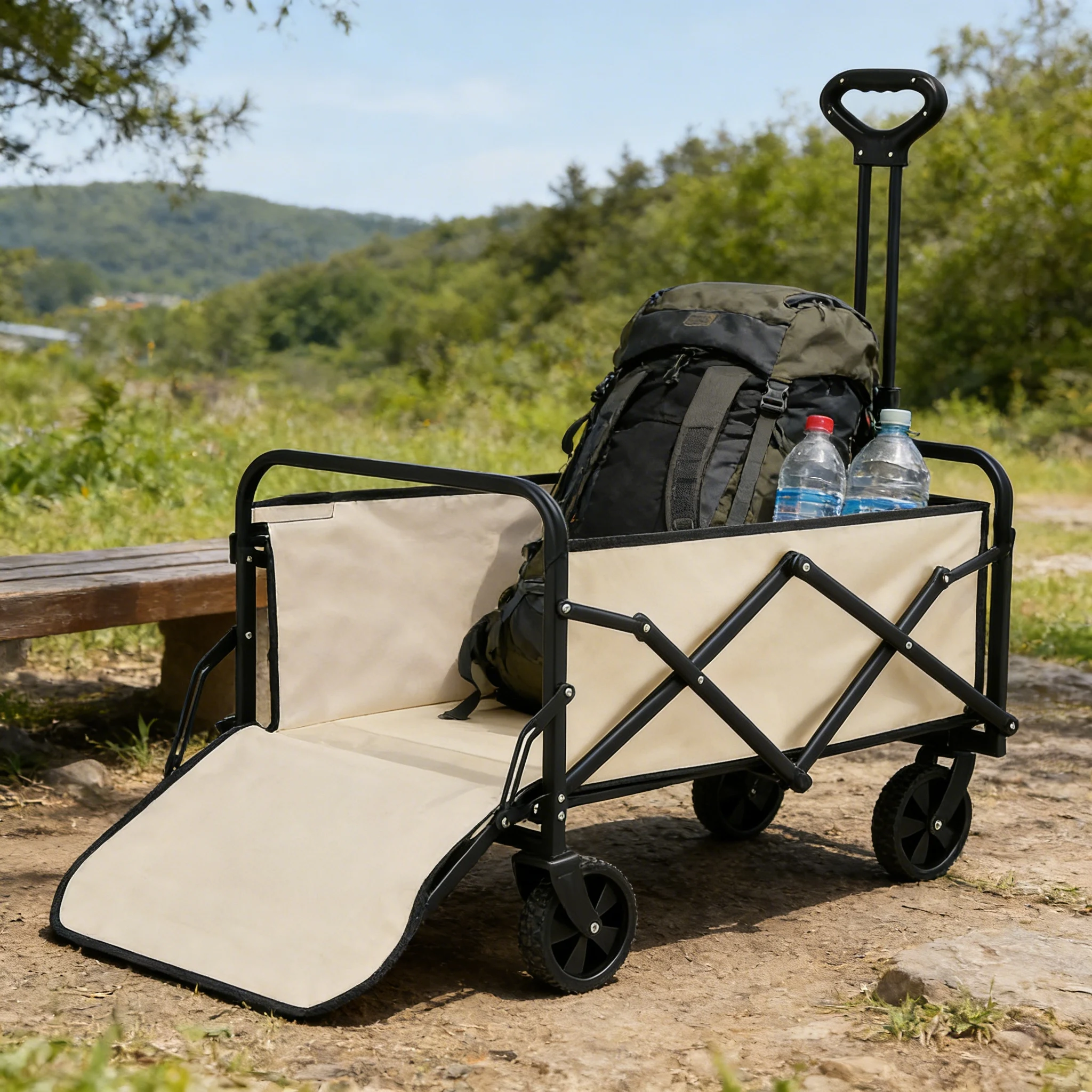 

Hot Selling Portable Foldable Trolley Heavy Duty Collapsible Camping Wagon Garden Wagon Cart for Car Camping