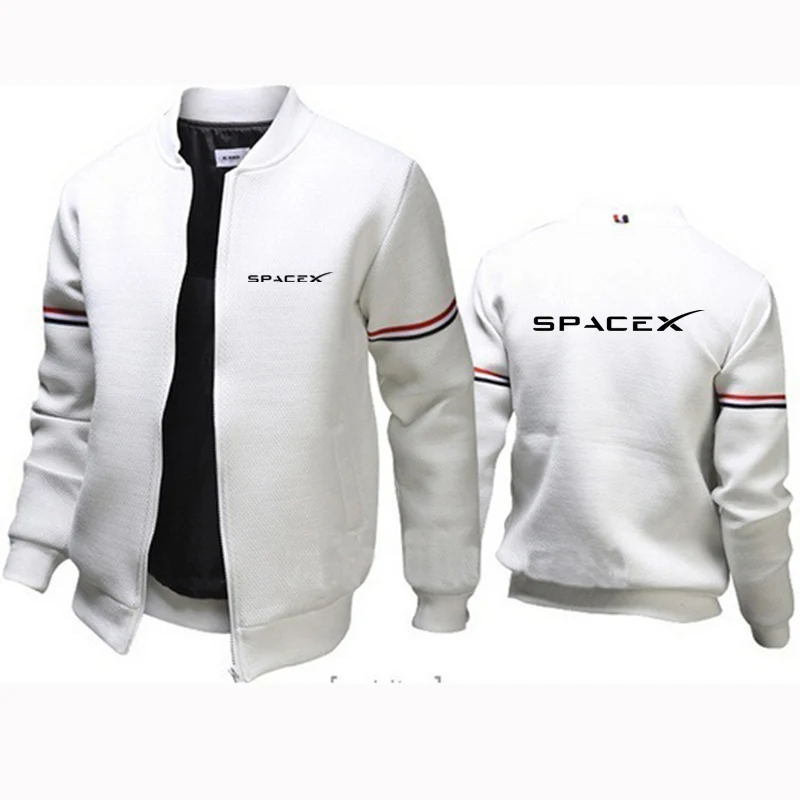 SpaceX Space X Logo 2021 Men\'s New Coats Casual Zipper Up Sweatshirts Tracksuits Fashionable Print Flight Jacket Clothing Hoodie