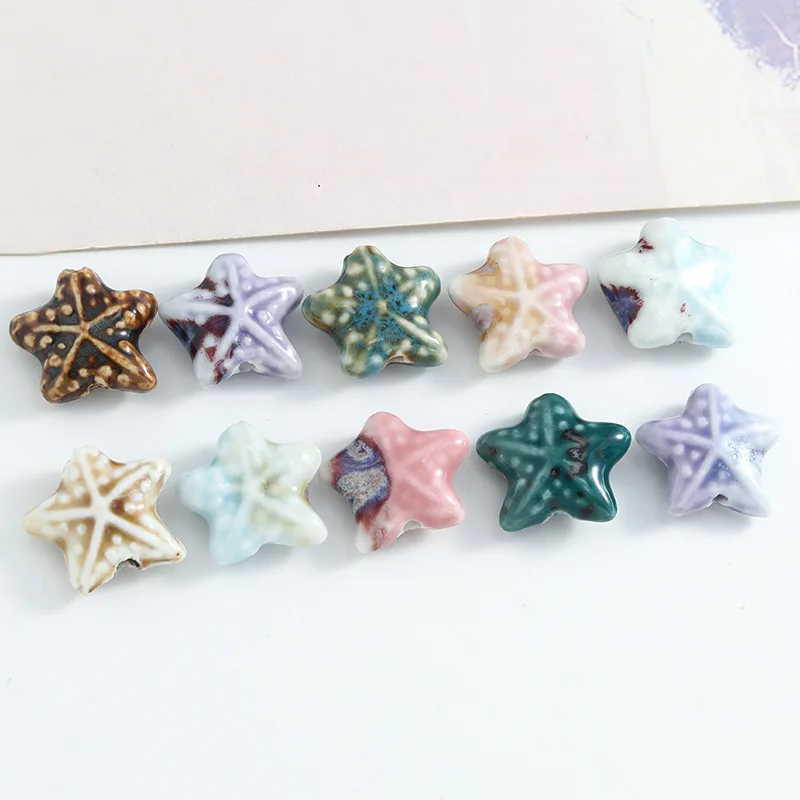 10PCS Colorful Starfish Ceramic Beads Loose Spacer Beads For Jewelry Making DIY Bracelet Necklace Accessories