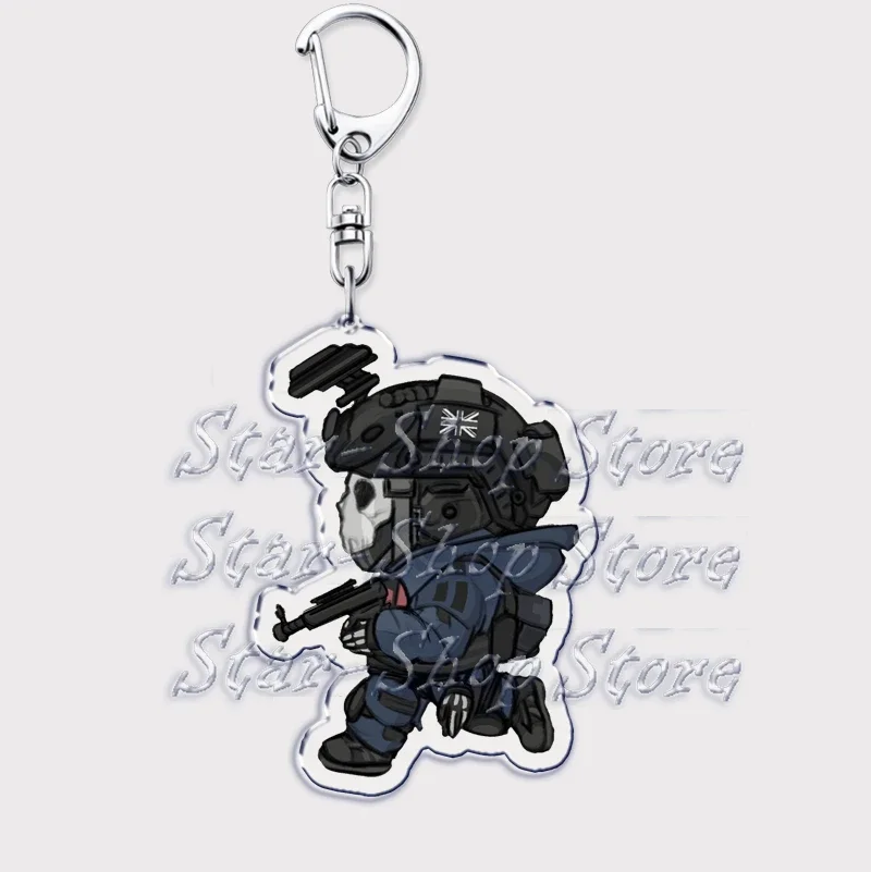 Cute Military Game Ghost Chibis Keychains for Accessories Cod Soldier Soap Simon Riley Keyring Jewelry Fans Gamer Gaming Gifts