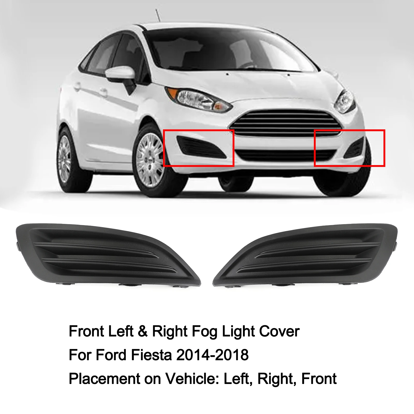 Areyourshop Front Left & Right Fog Light Cover Trim for Ford Fiesta 1.0 1.6 2014 2015 2016 2017 2018