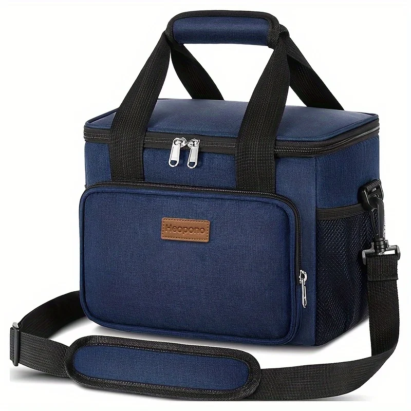 15L Large Oxford Cloth Thermal Insulated Lunch Bag Box for Portable Cross-Body Food Pouch Adult Cooler Cooling Tote Bag for Work
