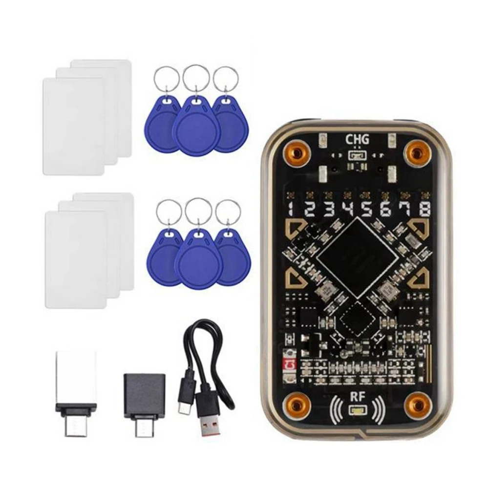 ABZZ-Chameleon Ultra RFID Smart Chip Reader +6XCUID Keychain/UID Card Contactless Smart Card Emulator 125K 13.56M Decode