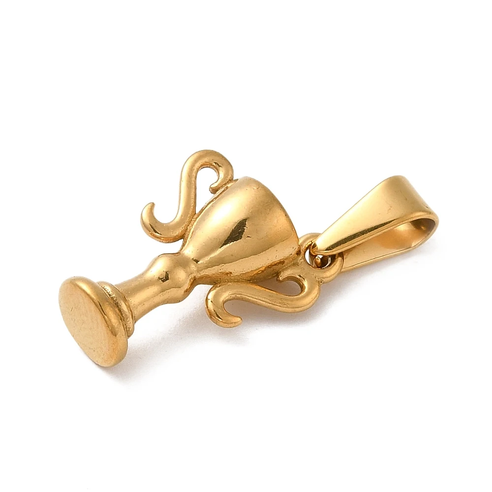 2Pcs Trophy Charm PVD Vacuum Plating 304 Stainless Steel Pendants Long-Lasting Plated Golden for Women Birthday Festival Elegant