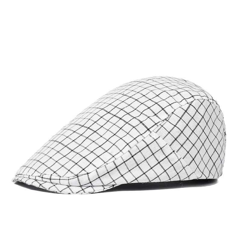 2024 Four Seasons Cotton Plaid Newsboy Caps Flat Peaked Cap Men and Women Painter Beret Hats 179