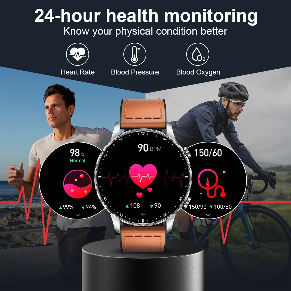 LIGE Men Smart Watch New 360*360 Full Touch Screen Bluetooth Call SOS Fitness Outdoor Sport Watch IP68 Waterproof Smartwatch Men