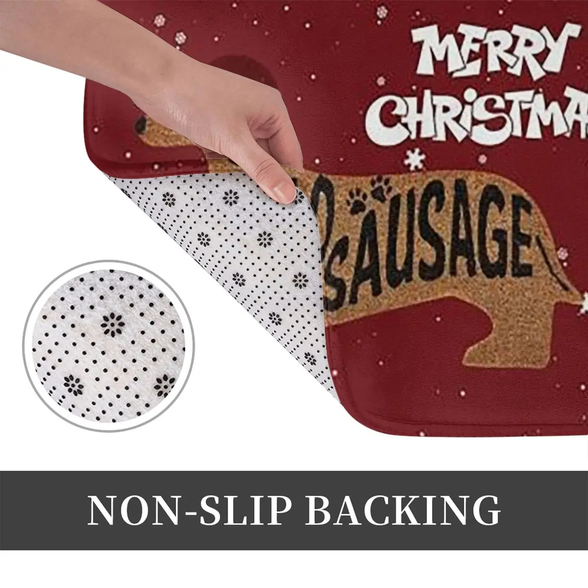 Christmas Sausage Dogs Pattern Holiday Dog Design Non-slip Doormat Floor Mat Carpet Rug for Kitchen Entrance Home Footpad Mats