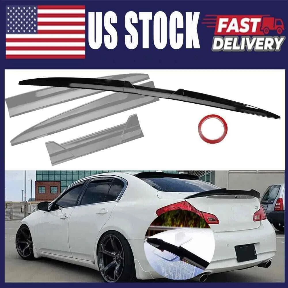 

Gloss Black Adjustable Rear Trunk Spoiler Lip Roof Tail Wing Car Sedan Universal United States