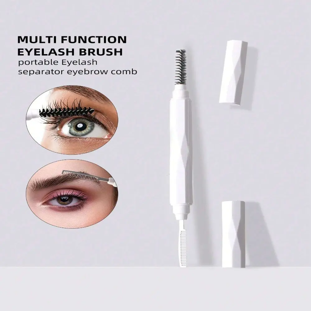 White Double-headed Eyebrow Brush Makeup Brush Eyelash Curler Eyebrow Comb Beauty Tool Portable Double-headed Dustproof