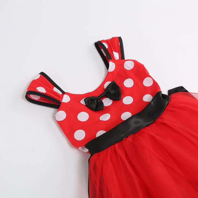 Cute Mesh Dress for Little Girl Minnie Frock Baby Kid Summer Casual Clothing Polka Dot Tutu Dress Toddler Birthday Princess Robe