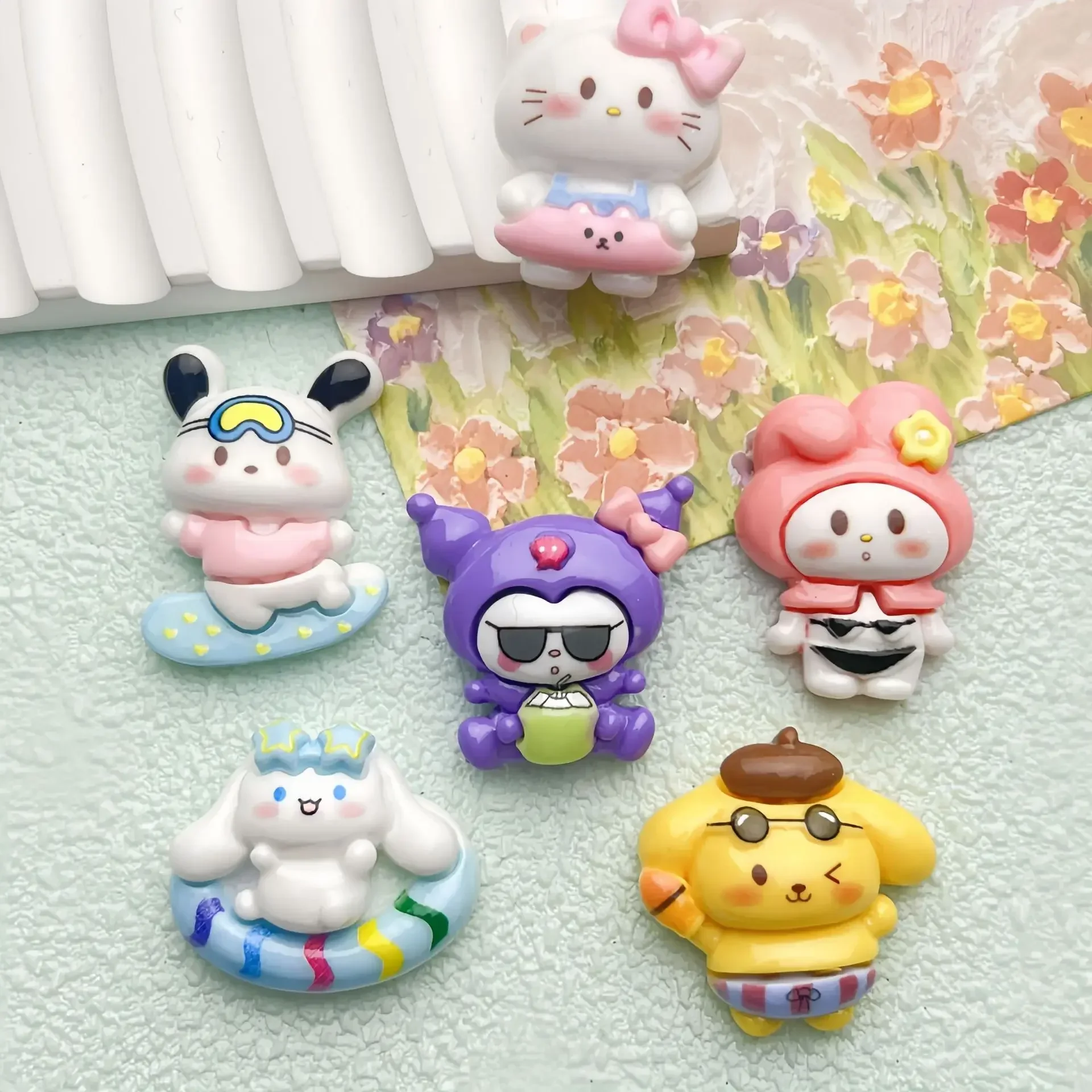 Cabujones de resina de hello kitty kuromi para verano, suministros de manualidades, 5 piezas
