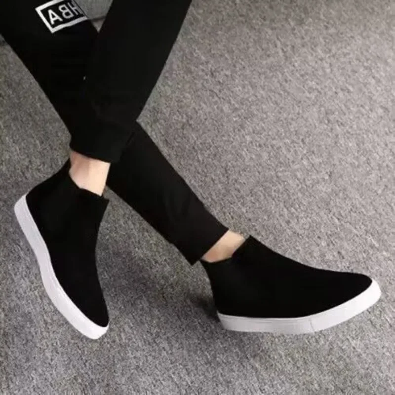 ​Autumn Winter Men's 2025 New Fleece Lined Suede Chelsea High Top Boots Height Increasing Cotton Padded Korean Trendy Shoes​