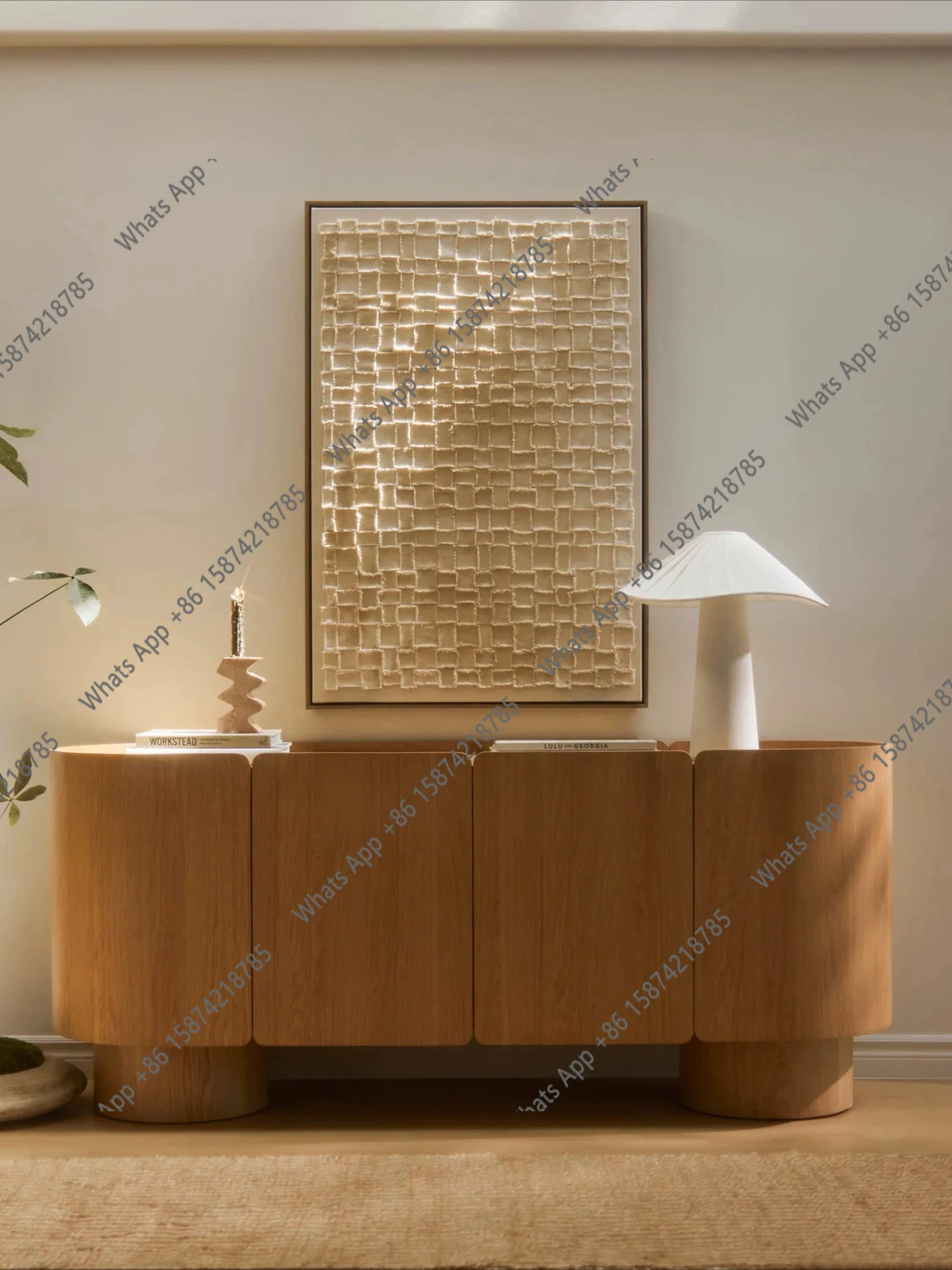 

Designer French side cabinet, chest cabinet, dining side cabinet, natural wind medieval solid wood, living room log art arc cabi