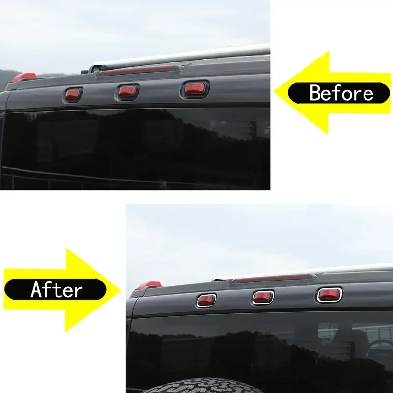 For 2003-2009 Hummer H2 stainless steel silver car styling tailgate roof brake light decorative frame car decoration accessories