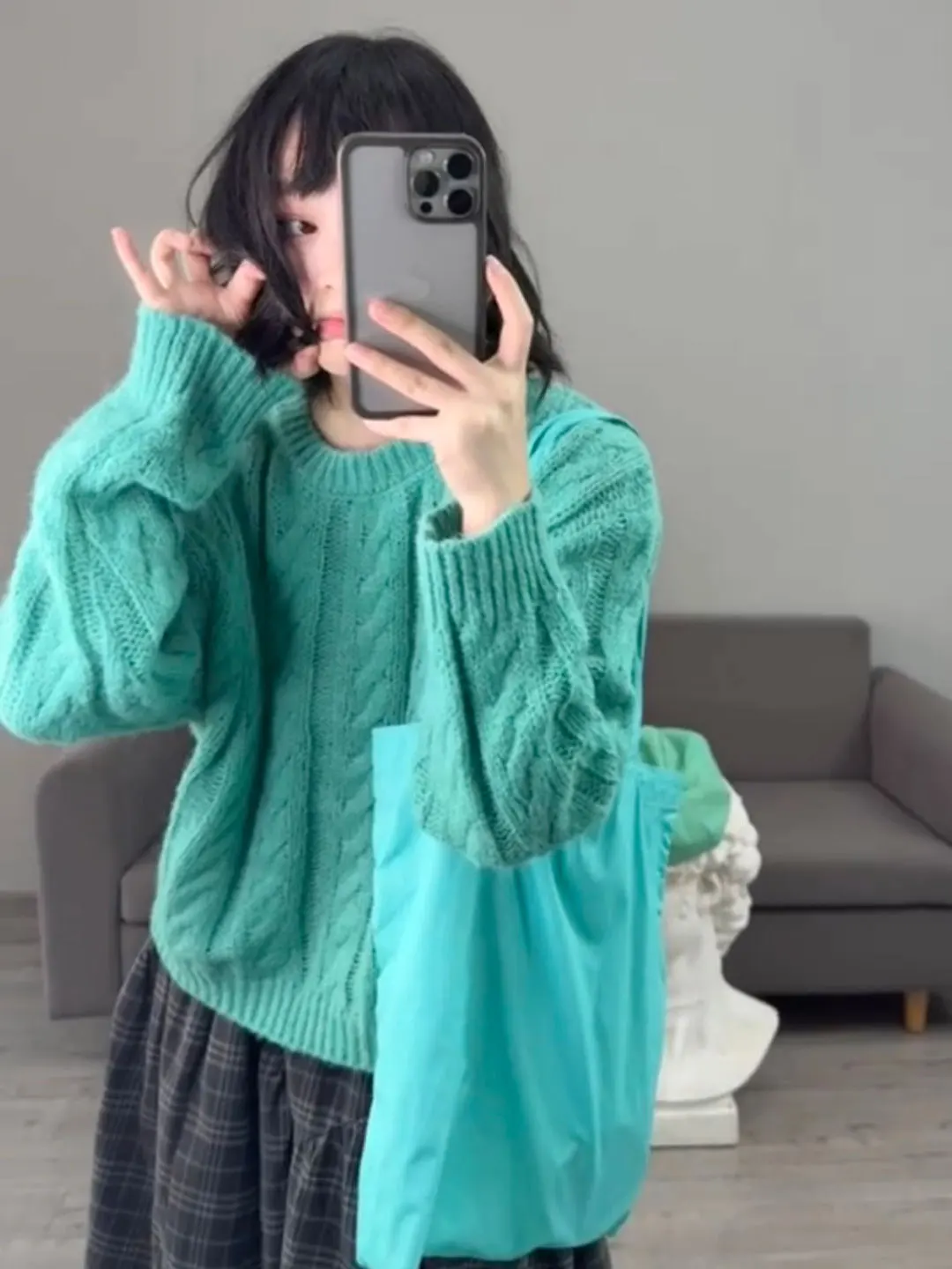 

Loose Women's Knitted Sweater Autumn Winter Green Twist Overhead Top Casual Style Inner Wear Comfortable Stretchy Knitwear
