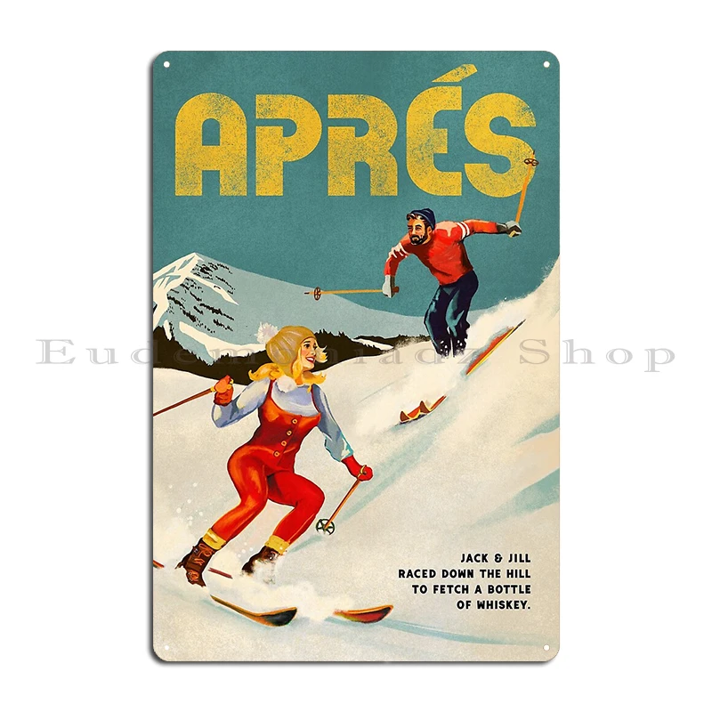 Apres Vintage Ski Pinup Art Arapahoe Basin 954 FRANCE Winter Sports Travel Metal Plaque Mural Painting Wall Pub Tin Sign Poster