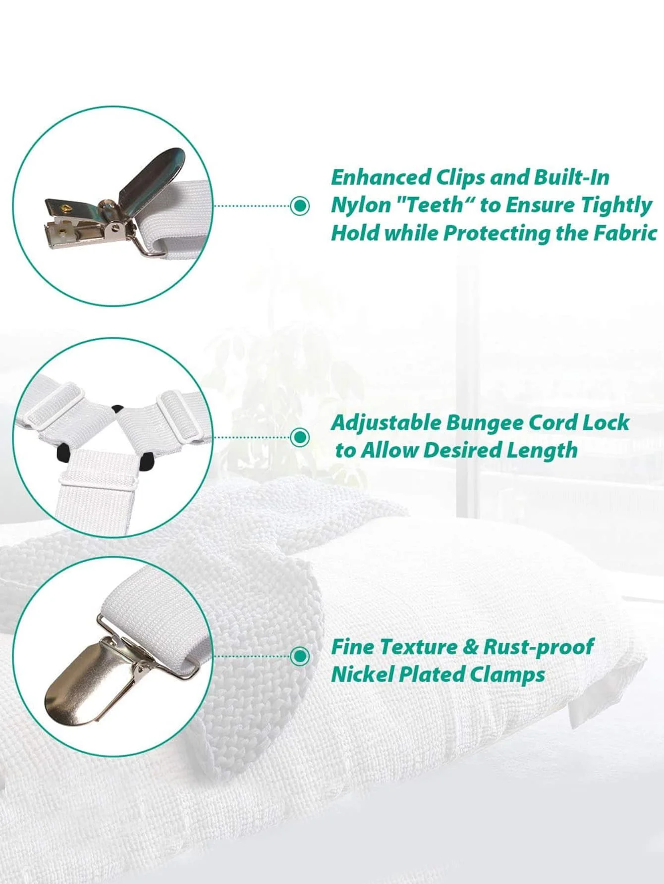 Dreieckige Bettlakenhalter, Spannbettlaken-Clips, verstellbare Bettlaken-Hosenträger, Matratzengreifer-Clips für Bett, Matratzenbezug – Detail 9