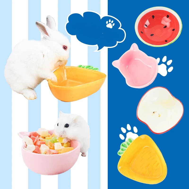 1PC Hamster Feeding Bowl Colorful Heart Shape Ceramic Plate Food Water Bowl For Rabbit Guinea Pig Small Pets Feeder Pet Supplies view 5