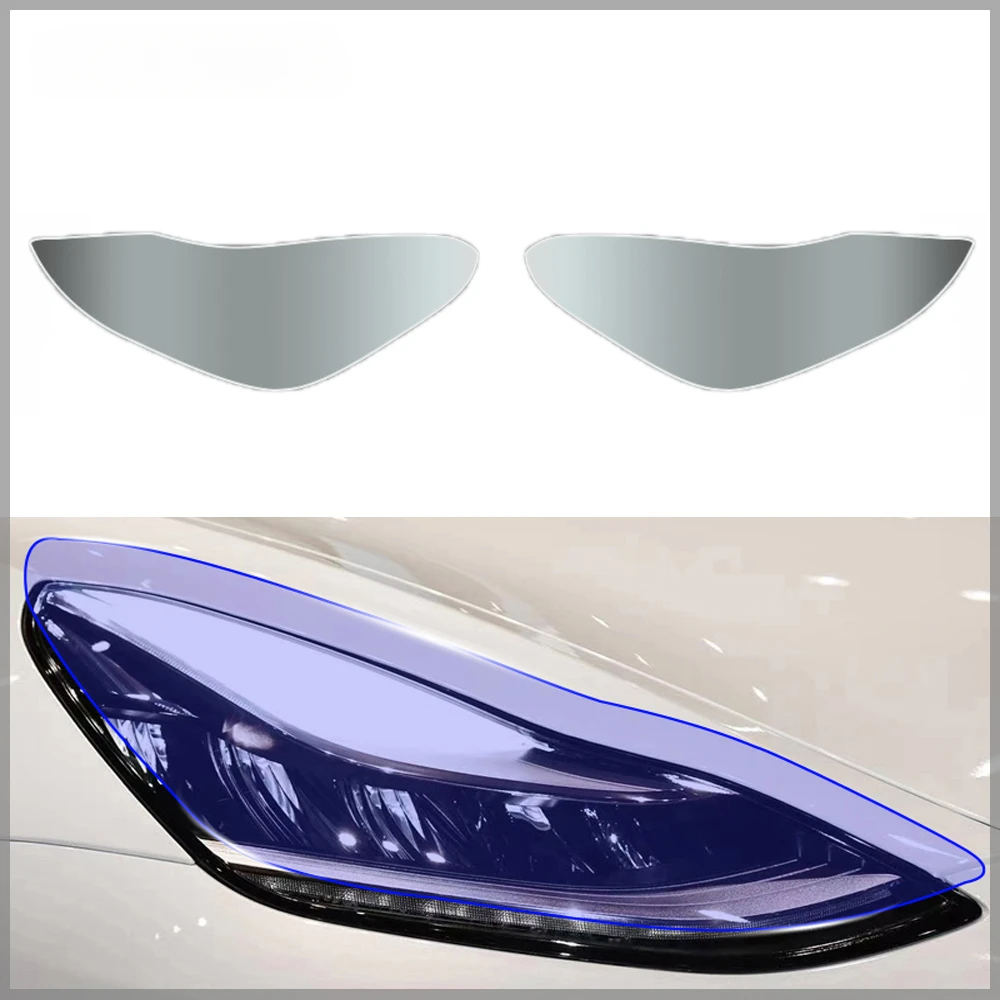 For Tesla Model 3/Y 2017-2022 Headlamp Sticker Taillight Light-sensitive TPU Color Changing Smoke Black Headlight Protector Film