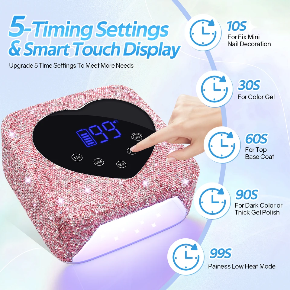 Lámpara recargable de 72W UV LED para uñas, 30 LEDs inalámbrica, curado de esmalte en gel con pantalla grande, equipo profesional 2